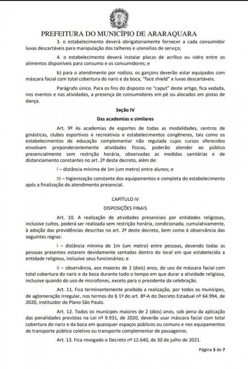Foto 5 de 7 — Prefeitura divulga novo decreto e acaba com restrições no comércio e serviços em Araraquara